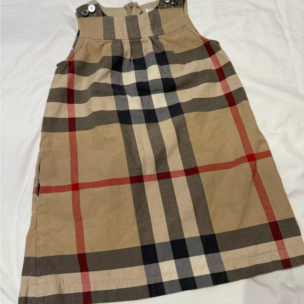 Burberry Tan and Red Plaid Kids Dress